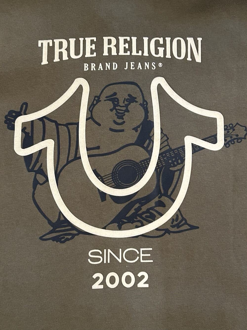 True Religion Big Horseshoe Buddha Zip Hoodie Olive Green Mens Medium